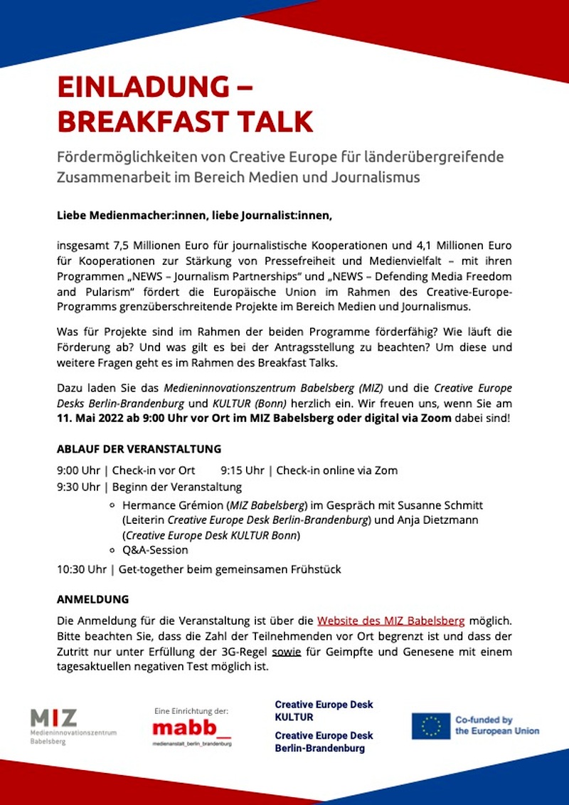 Informationsveranstaltung „Breakfast Talk“, Zeuthen